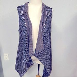 Women’s knit crochet open cardigan blue pink